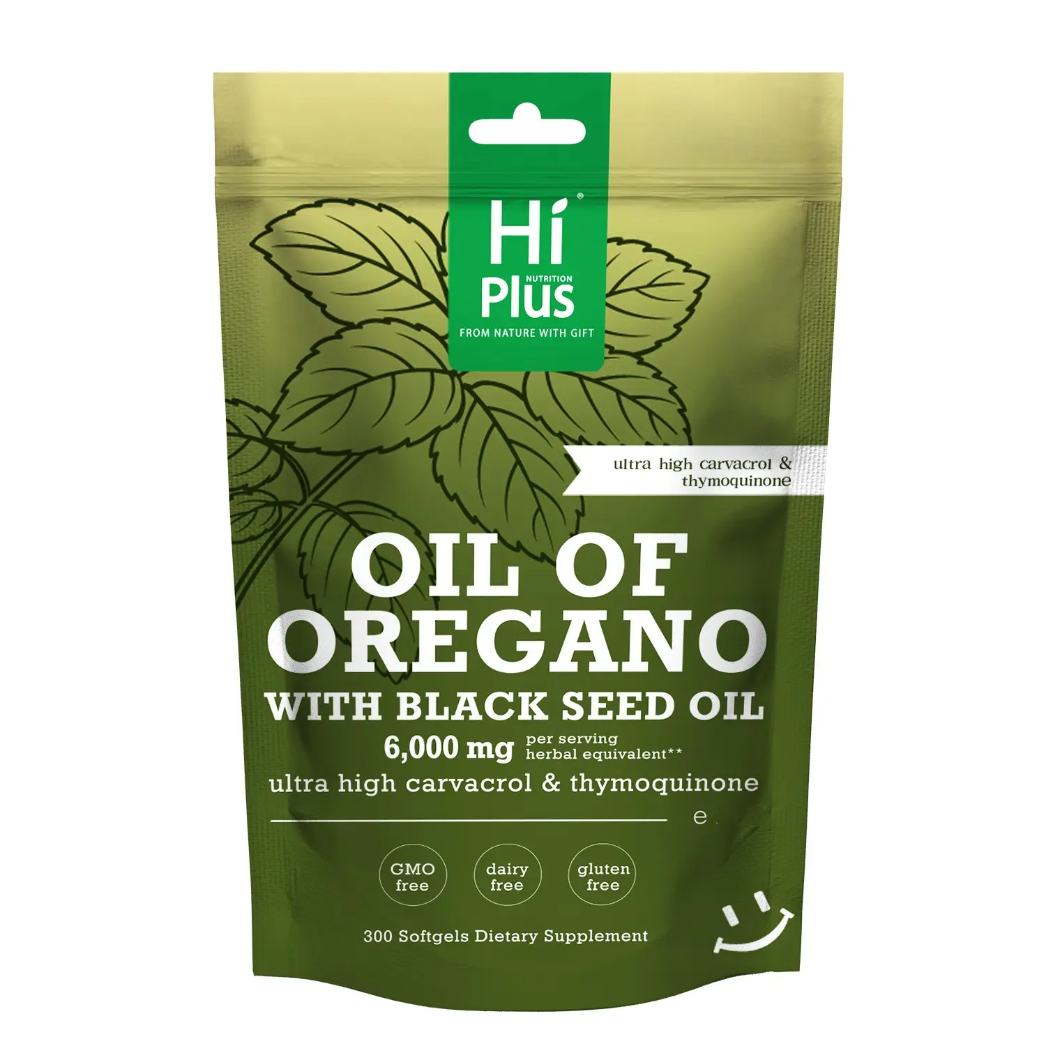 HiPlus Nutrition Oregano Oil with Black Seed Oil Softgels | Immune Support,Antioxidant Boost | with Black Seed Oil & High Carvacrol | Non-GMO, Plant-Based | 300 Count 2-in-1