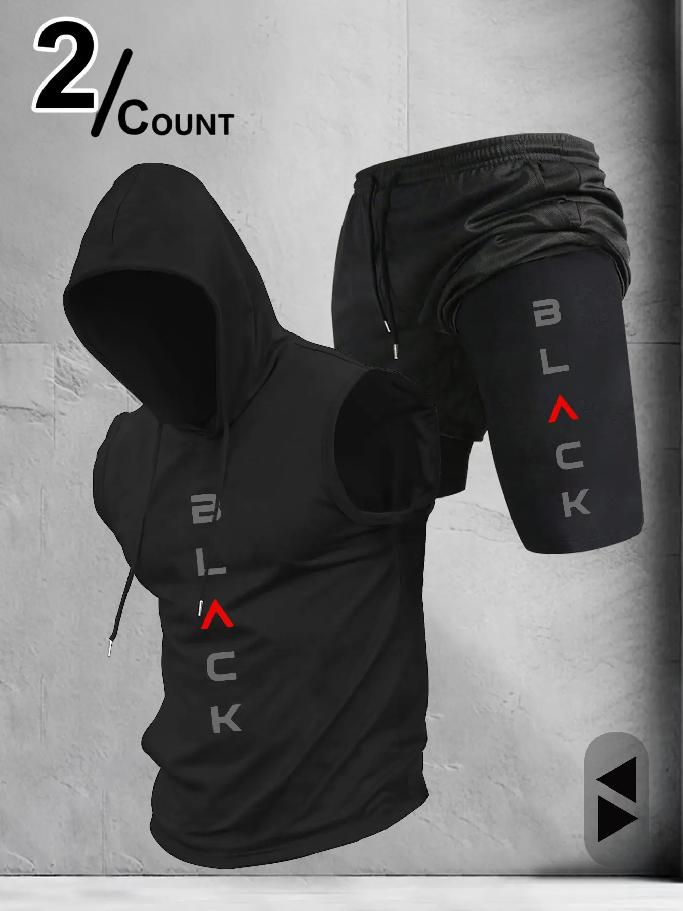 Men's Sleeveless Hoodie and Shorts Set, Graphic Letter Print, Casual Fitness, Gym Training, Outdoor Workout, 2-Piece Set, Athleisure Wear Sets, Gym Outfits, Exercise Clothing Set