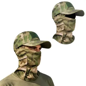 Camouflage Baseball Cap with Face Mask Set Sun Protection Hunting Hiking Camping Fishing Outdoor Sports Hat Neck Gaiter Breathable Quick Dry UV Protection for Men Women Hunting Hiking Camping Cycling Fishing Traveling