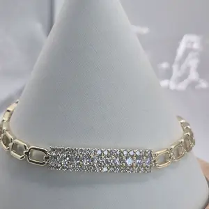 clear rhinestones bracelet laminated gold 14k