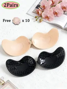 【Free 10 Pcs Nipple Covers】2 Pairs Of Women's Adhesive Invisible Lifting Bra,Self Adhesive Nipple Covers，Reusable Non-slip Waterproof Push Up Silicone Bra, Summer Wear 2026,Fashion Lingerie Accessories for Women,Classic Daily Wear, Underwear
