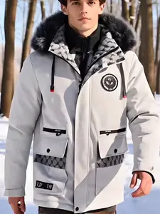 Men's Vintage Hooded Windbreaker Jacket Windproof Warm Coat with Drawstring Raglan Sleeves & Zipper Closure Ideal for Hiking Camping Fishing Cold Weather Gear