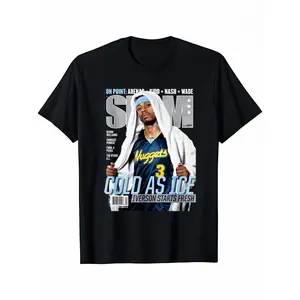 Men's Fitted Graphic T-Shirt in 100% Cotton, Retro Streetwear Style with Vintage Allen Iverson SLAM Cover Print, Tshirt