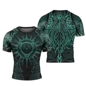 Viking Rune Celtic Men's Short Sleeve Rash Guard – Norse & Celtic-Inspired Design, Viking Mythology Graphic, Perfect for Workout, Outdoor Adventure, and Activewear, Ideal Gift for Viking & Celtic Fans