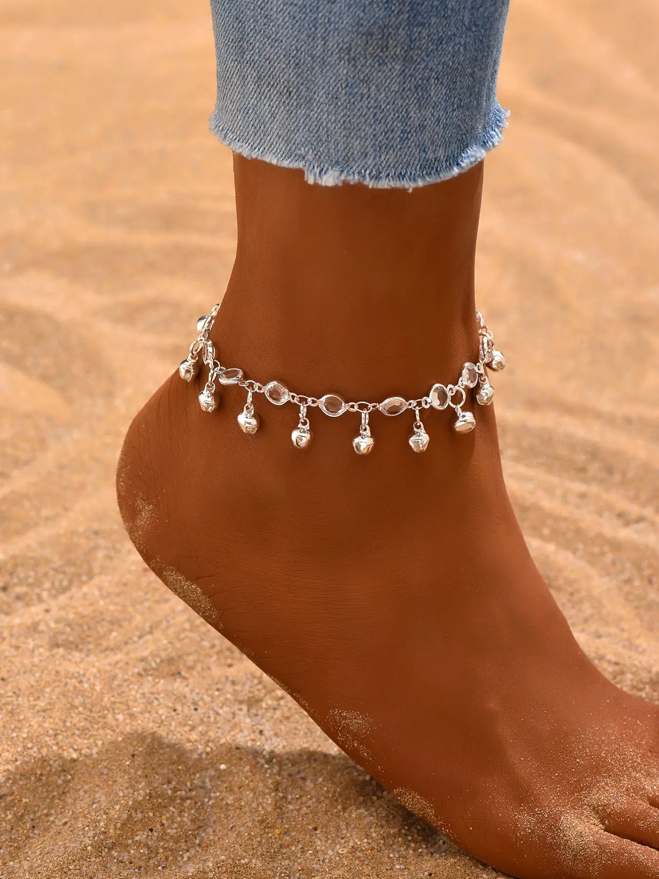 Bohemian Bell Water Drop Anklet, Adjustable Fit Lightweight Foot Jewelry, Perfect Gift for Boho Style Lovers & Summer Beachwear Accessories, Trendy Jewelry