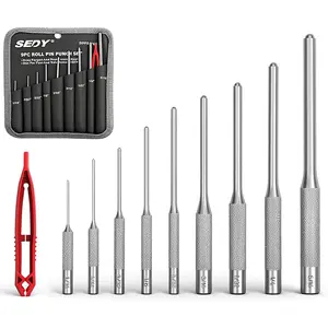 9- Roll Pin Punch Set -  Pin Removal - Durable Steel & Construction - For Automotive, Firearm Maintenance, Watch,  & Craft Repair - Knurled Grip - Versatile Sizes
