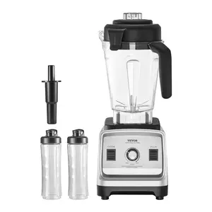 VEVOR High-Speed Professional Blender, 85oz 1400W Powerful Motor Multi-Functional Food Processor with 2 Bottles, for Smoothies/Milkshake, Ideal for Kitchen Use
