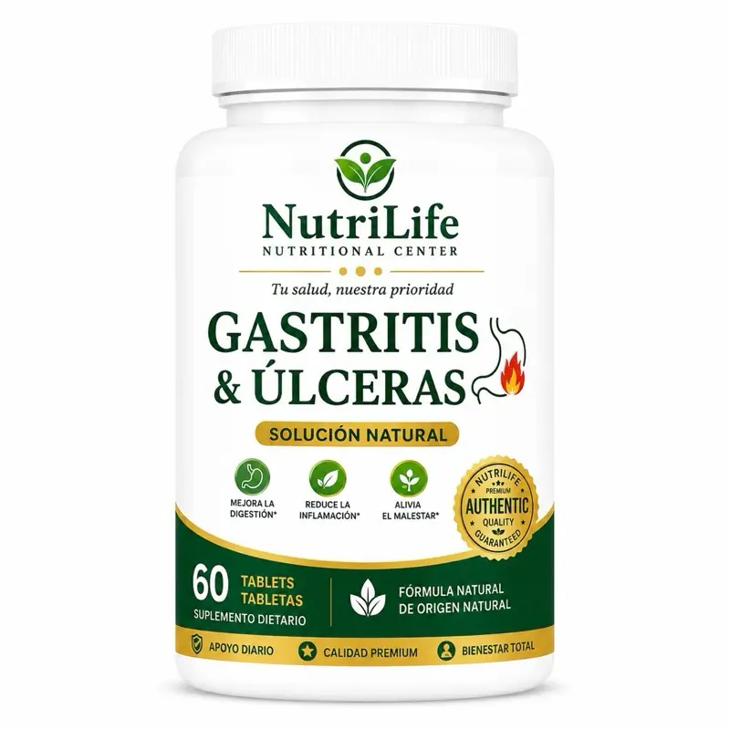 Gastritis & Ulceras Support Dietary Supplement - 60 Capsules, Daily Stomach Care, Soft Digestion Aid for Adult Stomach Discomfort Relief