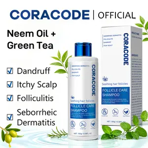 CORACODE Botanic Follicle Care Cleanser Shampoo with Tea Tree Oil & Willow Bark - Liquid Clarifying, Anti-Dandruff Formula for Itchy, Oily, Flaky Sensitive Scalp & Buildup, 10.58 Fl Oz for Men & Women