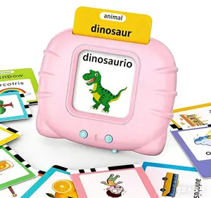 KIDGENIUS Bilingual Vocabulary Flash Cards - Parent-Child Interactive Talking Learning Machine with 224 English-Spanish Words, Early Enlightenment Preschool Toy Gift for 2-8 Year Olds, Vocabulary Flashcards, Bilingual Flash Cards
