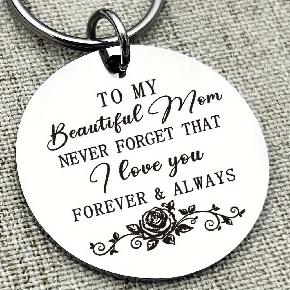 Creative Stainless Steel Keychain, To My Beautiful Mom Keychain, Mom Gifts from Daughter Son, Mom Birthday Gifts, Gifts for Mom, Valentine's Day gift