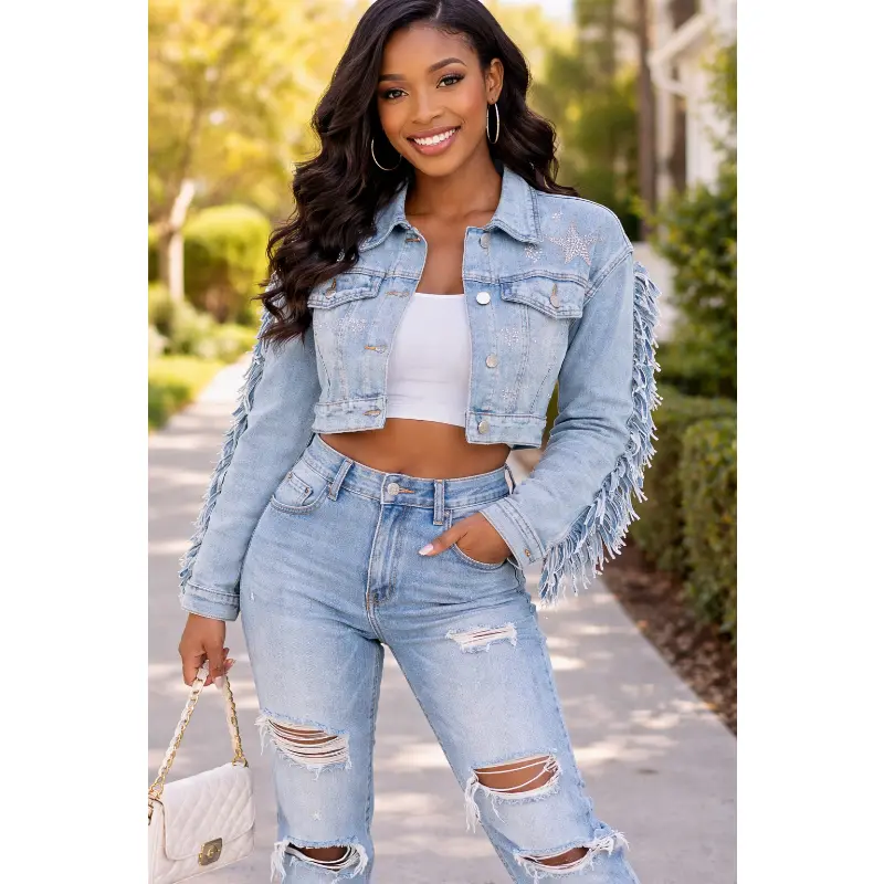 Star Rhinestone Denim Jacket