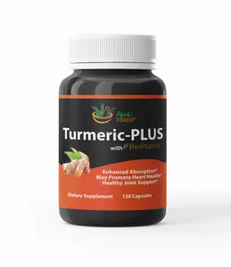 Herb's Forest Turmeric Plus curcumin with BioPerine, 120 veg caps for Skin health, Joint mobility Healthcare Supplement Optimum Dietary Edible Fitness Bathroom