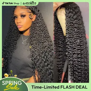West Kiss Ready Go Glueless Deep Wave 7x4 Closure Wig Human Hair Pre Cut Lace 7x5 Closure Wig Pre Bleached PrePlucked 13x4 Lace Front Wig TikTokShopSpringGlowUp
