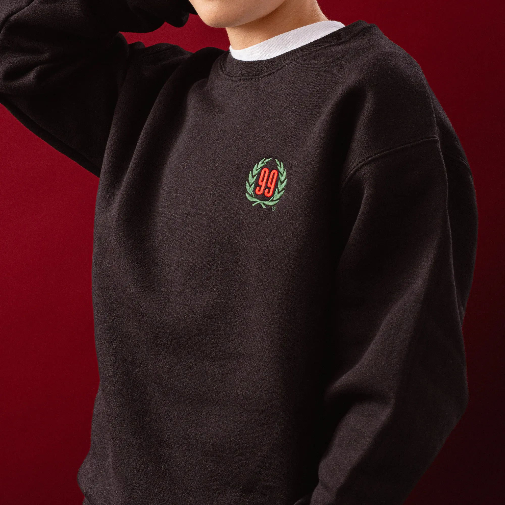 99Ranch Embroidered Crewneck S/M/L/XL CLassic Minimalist Pullover - Casual & Cozy Tops, Menswear, Sweatshirt