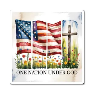 Patriotic Faith Magnet, One Nation Under God Decor, USA Flag, Gifts for Veterans, Memorial Day, Independence Day, 4th of July