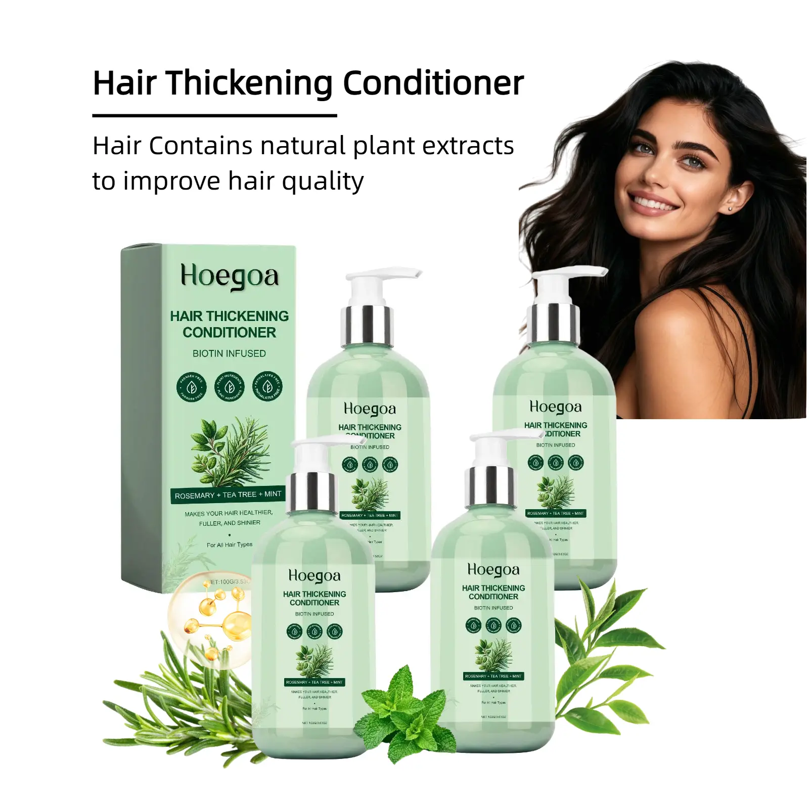 Rosemary Hair Growth Conditioner - Liquid Haircare Product for Normal to Damaged Dry Thinning Strands, Biotin-Infused Thickening Moisturizer for Women Men, Boosts Manageability & Density, Gentle Natural Extract Formula