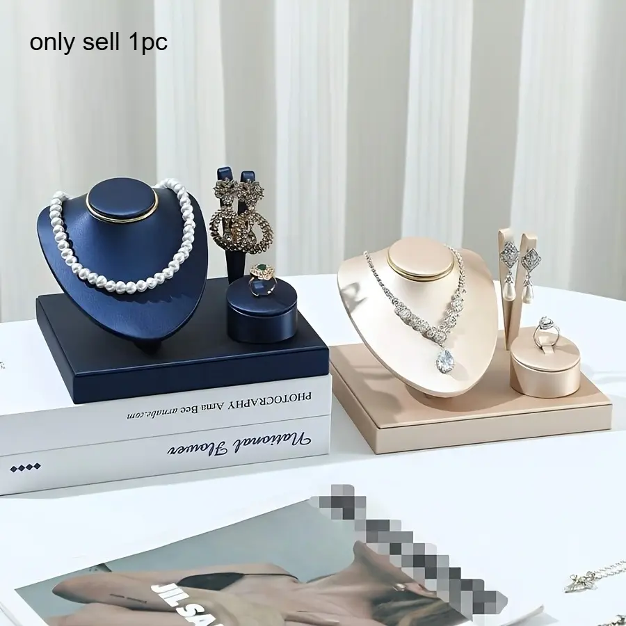 PU leather jewelry display stand Holder. This is a counter display product specially designed for displaying necklaces, pendants, bracelets and earrings.