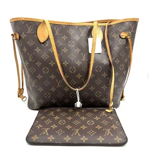 Pre-owned Louis Vuitton As Shown Tote Bags Neverfull MM Monogram Red Interior bag with Pouch HZ1640 26.02.12