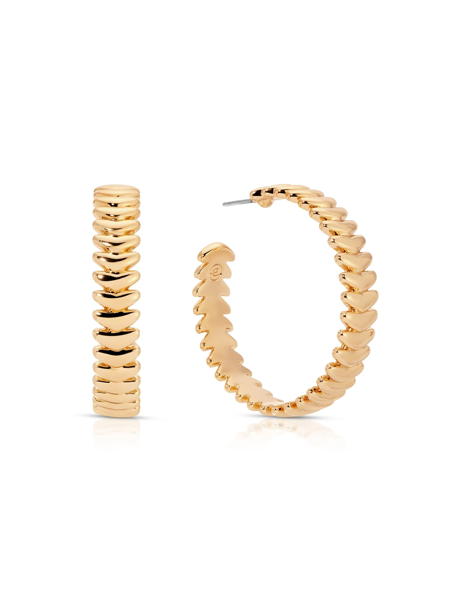 Etttika Gold Industrial Earring Large Metal Moderna Hoops 18k Gold Plated Silver Plated 1.34" Length Post Closure Gold Nuggets Earrings