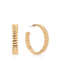 Etttika Gold Industrial Earring Large Metal Moderna Hoops 18k Gold Plated Silver Plated 1.34" Length Post Closure Gold Nuggets Earrings