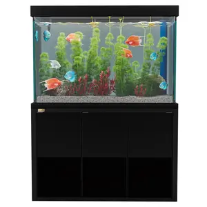 Aqua Dream 175 Gallon Tempered Glass Aquarium Black Fish Tank Enclosure