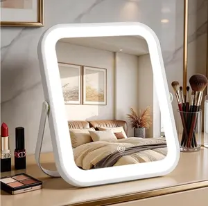 Bearolve 10"x8" Lighted Vanity Makeup Mirror with 3-Color Bright LEDs, Adjustable Brightness, Lightweight Travel-Size U-Shaped Design, Portable for Bag Essentials, Women's Gift
