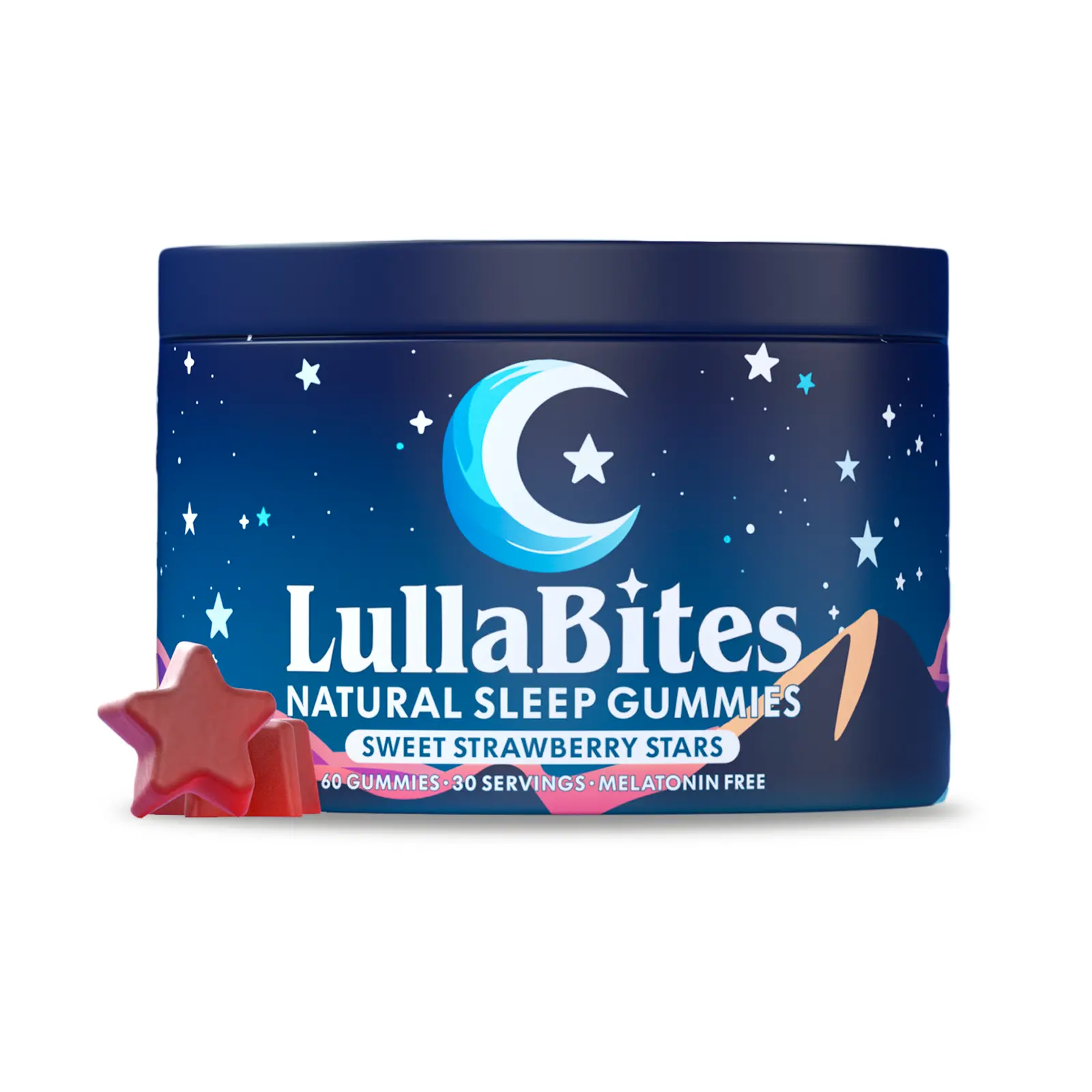 LullaBites Natural Sleep Gummies - 30 Servings -Sweet Strawberry Stars (Melatonin Free) LullaBites Natural Sleep Gummies - 30 Servings -Sweet Strawberry Stars (Melatonin Free)
