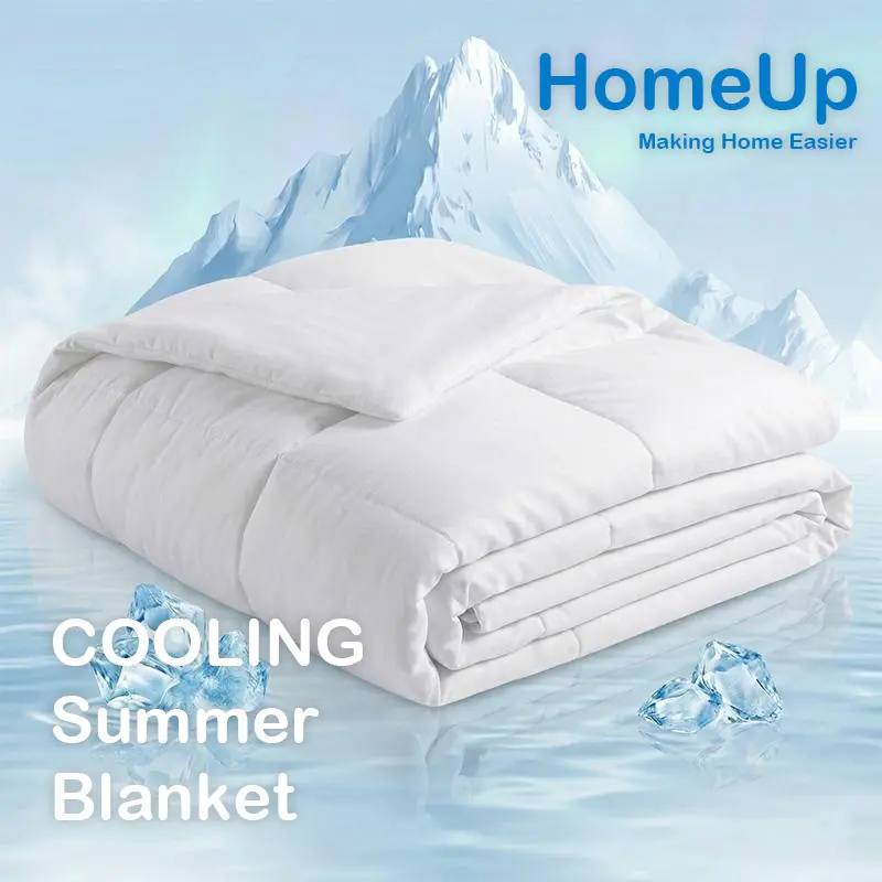 [ Summer Sale Deals ]ULTRA COOLING NTBAY Summer Blanket - Q-Max 0.45 Ice Silk Cooling Comforter for Hot Sleepers & Night Sweats, Double-Sided Cold Touch Breathable Blanket, Soft Lightweight Bedding Gift