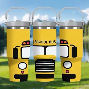 1pc 30oz Yellow school bus,stainless steel car cup,Stainless steel cup,Suitable for cold drinks / hot drinks,Ideal gifts for birthdays and other holidaysIt is suitable to be given as a gift to family members and friends,Leakproof Tumbler
