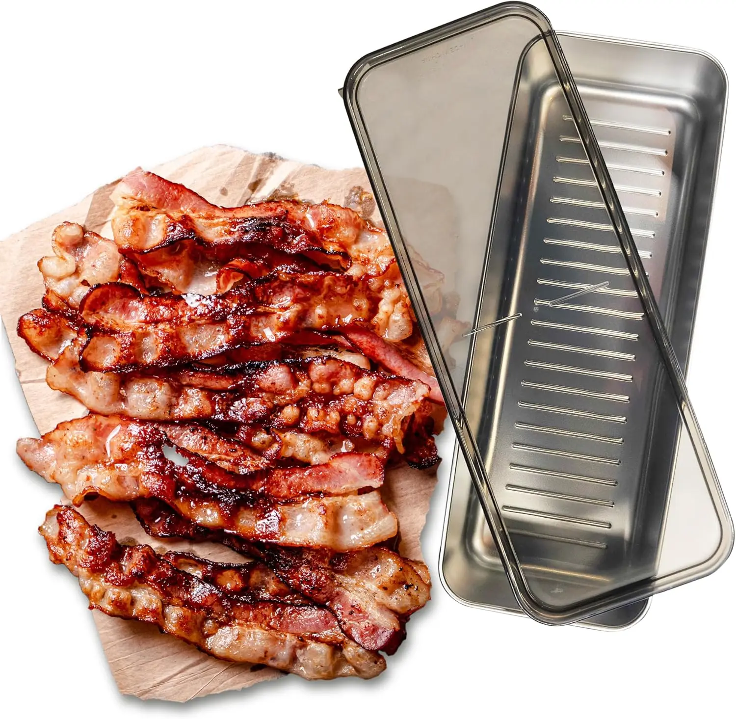 Kitchen Discovery Stainless Steel Bacon Keeper – No Mess Storage for Bacon & Deli Meats