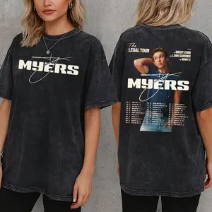 Ty Myers 2026 The Legal Tour Dates 2 Sided Mineral Wash Graphic T-Shirt Heavyweight Cotton Casual Vintage Washed Tee Trendy Tops Unique Trendy Gift