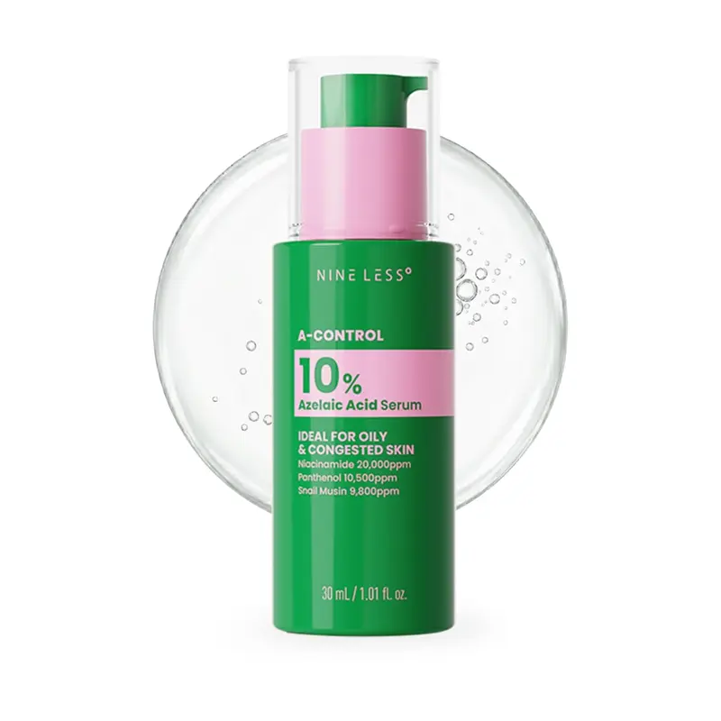 [Nineless] A-Control 10% Azelaic Acid Serum - Korean Acne Serum for Face - Calming Facial Treatment Clearing Breakout, Pimples - for Acne-Prone & Dull Skin