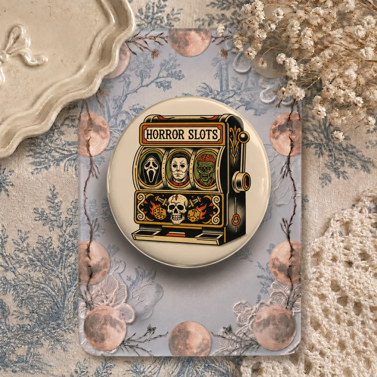 Alternative Style Horror Slots Machine Acrylic Phone Grip - Aesthetic Spooky Casino Griptok