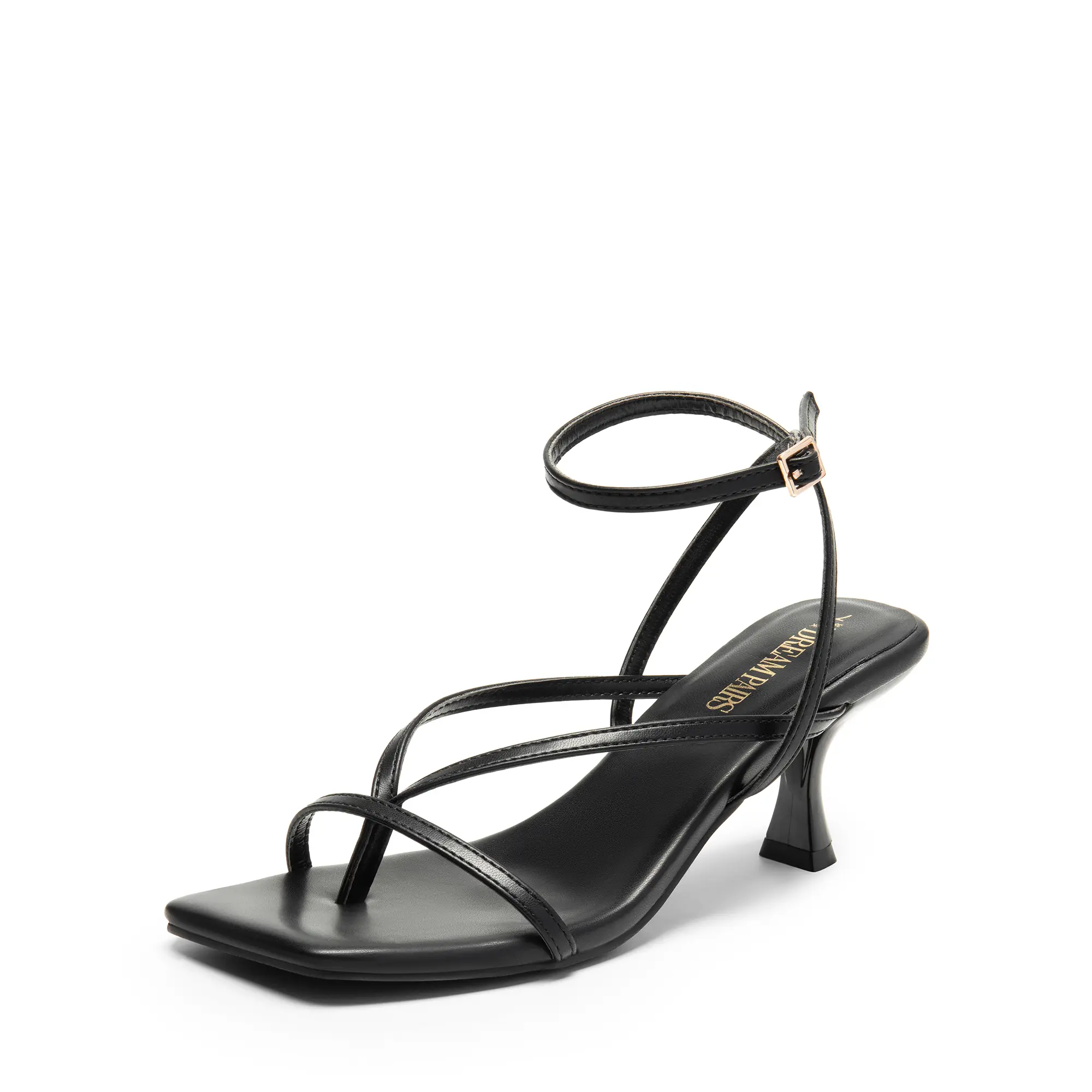 DREAM PAIRS Women's kitten Low Strappy Lace Up Heels for Women Open Square Toe Thong Ankle Strap Heels Sexy Fashion Comfort Dress Shoes Party Sylvestra Pumps Heeled Sandals