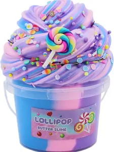 Multicolor Butter Slime,Non-Sticky and Super Soft Scented Purple Slime,Stress Relief Toy(Purple Pink Blue in 1 Pack).