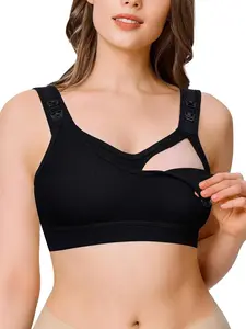Women's Shapewear Nursing Bra Top, Breastfeeding Bras, Wide Shoulder Straps, Adjustable Buttons, Comfortable Cotton, Perfect for Postpartum Mothers push up bra Nursing Underwear