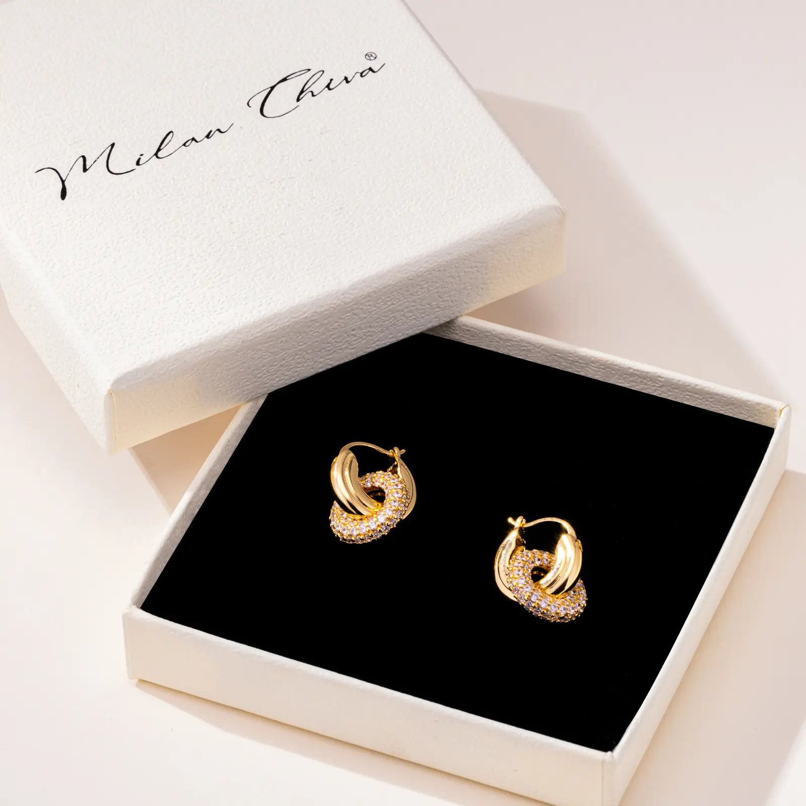 Milan Chiva 14K Gold Plated Small Huggie Hoop Dangle Earrings, Hypoallergenic Lightweight Trendy Heart Dainty Jewelry for Women, Hoop Earrings, Cubic Zirconia Hoop Shape Earrings Gold Earrings Non Tarnish