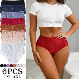 6PCS Solid Color Hollow Lace Women’s Panties — Sexy, Butt-Lifting, Skin-Friendly & Breathable Triangle Style for Everyday Wear and Dates