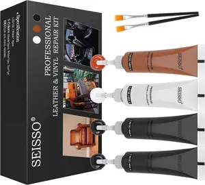 Black Leather Vinyl Repair Kit, Brown White Leather Repair Kit for Furniture, Car Seat, Shoes, Sofa, Couch, Jacket Fixing Damage Restoration (45ml/1.52oz Each Tube)-Set of 7 Bedroom Footwear