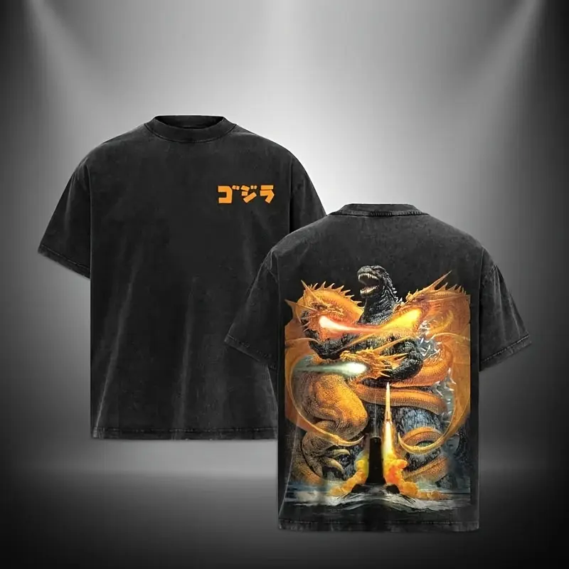 Godzilla vs Ghidorah Gojira Retro Vintage Menswear Giftie fans Top Apparel