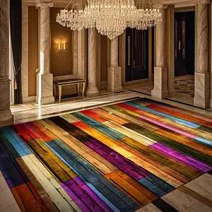Colorful Wooden Board Pattern Rug, Abstract Rugs, Non-slip Floor Mat, Decorative Carpet for Home Living Room Bedroom, Home Decor