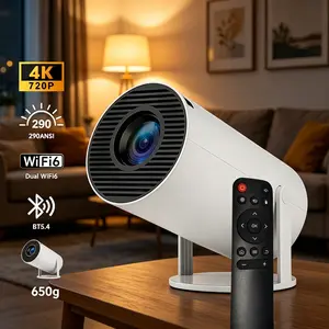 Portable Android Smart Mini bluetooth Projector, 290 Lumen, Dual WiFi, 4K Decoding, Auto Keystone Correction, 720P Display, BT5.4, 130" Screen, Built-in Speaker, 180° Rotatable, 650g, Home Cinema & Outdoor Use, Ideal Gift