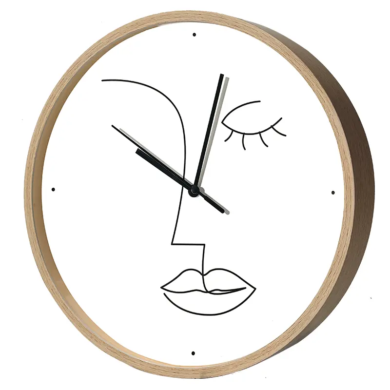 10-inch abstract face design wall clock, minimalist silent tickless Shi Ying wall clock, modern art printed wall decoration clock, suitable for bedroom, living room, home office decoration gifts.