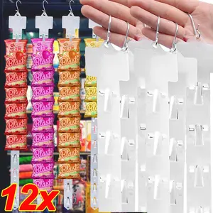 12/1Pcs Plastic Snack Hanging Strips Store Snacks Display Hanger with Hooks Merchandising Storage Clip Strip Supermarket Racks Organiser Hangable