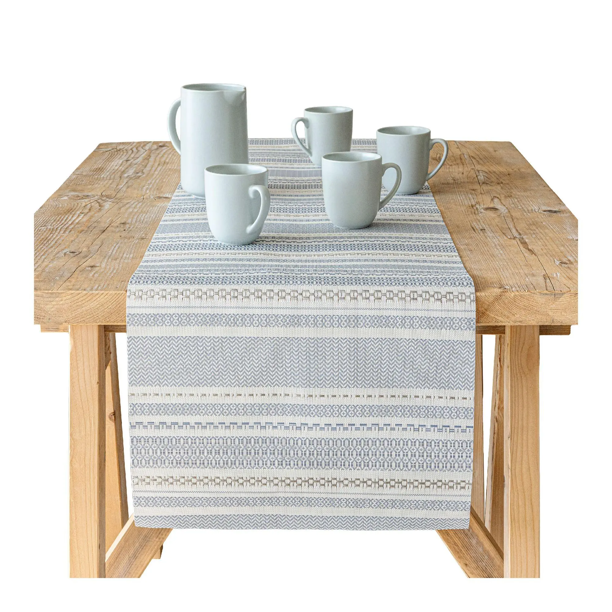 over&back 18x90 Reversible Striped Table Runner- Waterproof