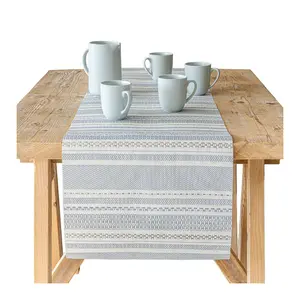 over&back 18x90 Reversible Striped Table Runner- Waterproof