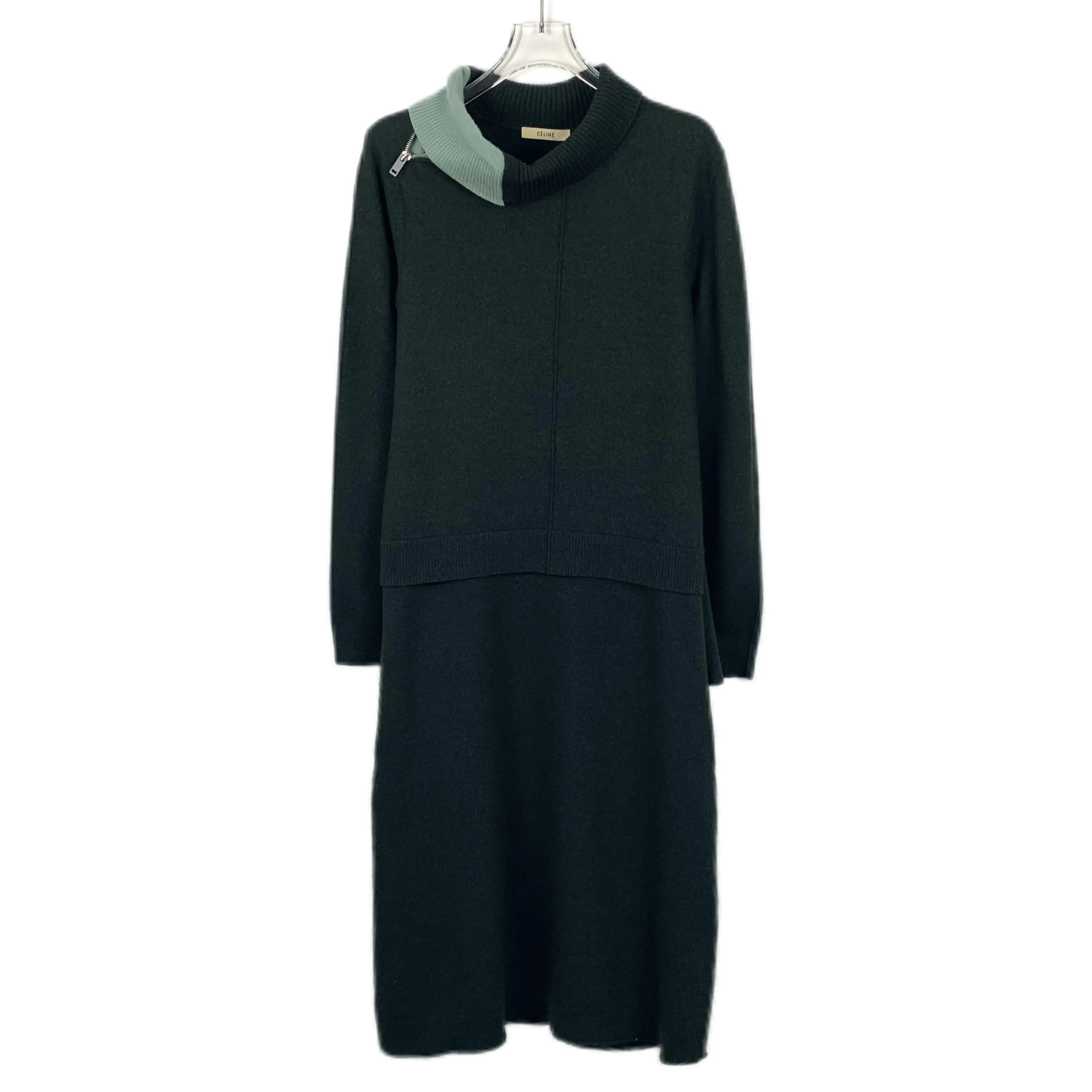RDLT-Celine Dark Green Wool Knit Long Dress-SIZE XS