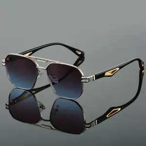 Vintage Square Sunglasses Men New Classic Double Bridge Gradient Shades Trendy Retro Brand Designer Outdoor Sun Glasses