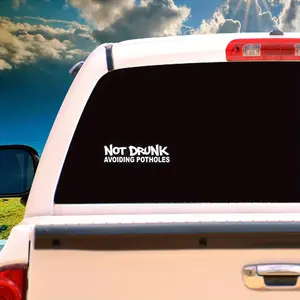 Funny "Avoid Pits and Stay Drunk" Car Stickers - Durable Adhesive Graphics for Vehicle Windows and Trucks, Truck Decals